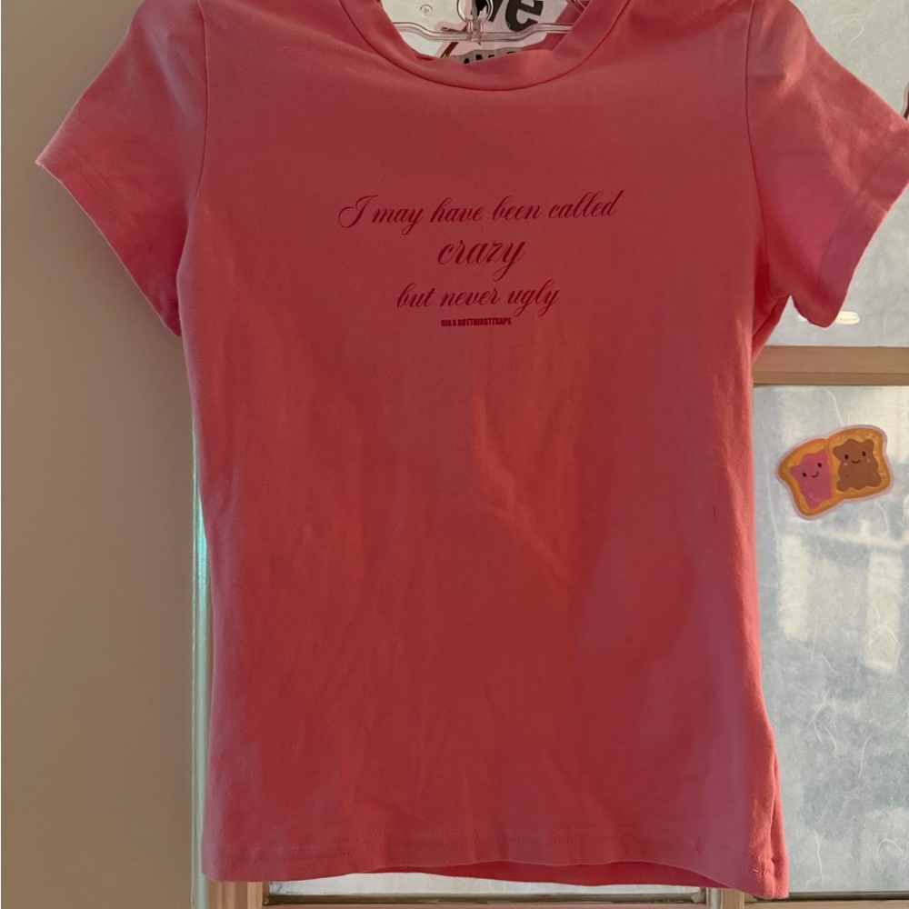 “I AM GIA “Pink Graphic Tee - Script Quote xsmall